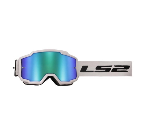 Maschera Cross Ls2 CHARGER Bianco Lente Specchio Irridium