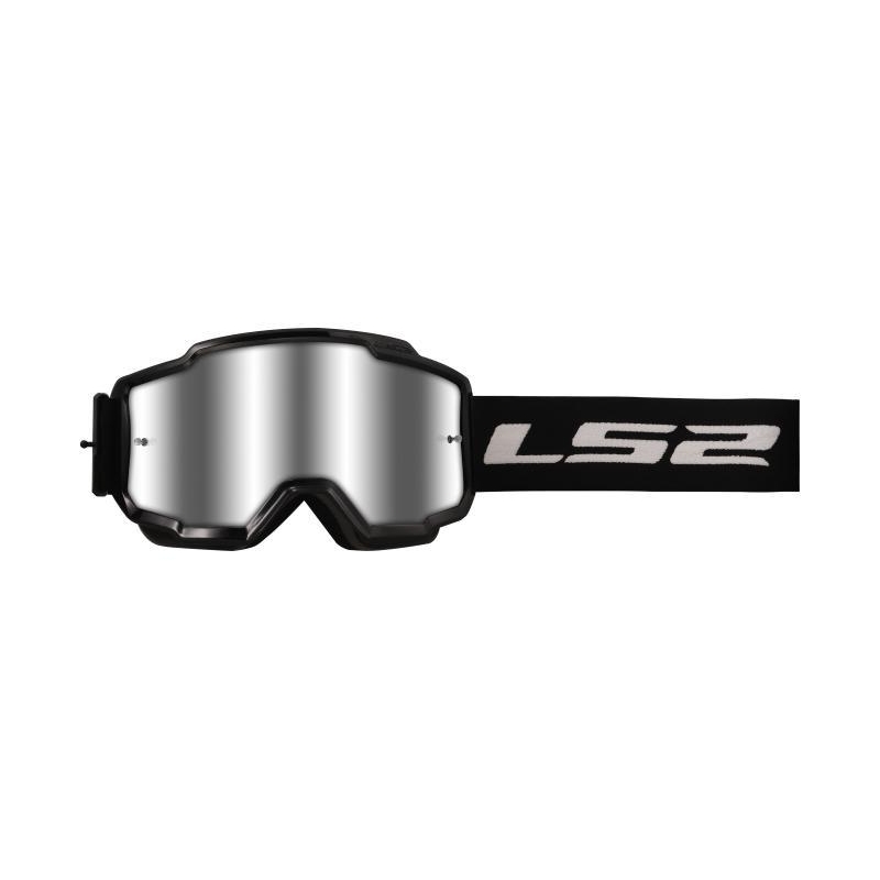 Maschera Cross Ls2 CHARGER Nero Lente Specchio Argento