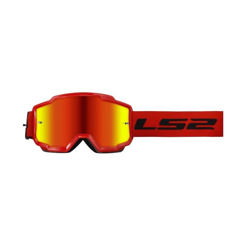 Maschera Cross Ls2 CHARGER Rosso Lente Rosso Irridium