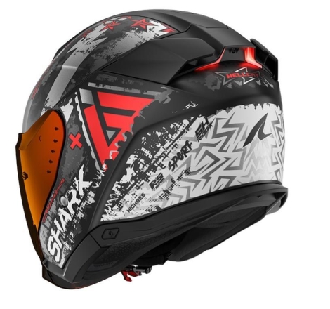 Casco Jet Shark I3 HELLCAT Nero Cromo Rosso Opaco