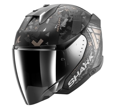 Casco Jet Shark I3 HELLCAT Nero Cromo Antracite Opaco