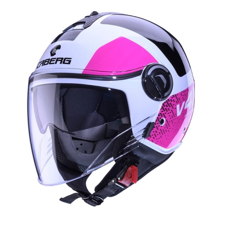 Casco Jet Caberg  Riviera V4 X Alpha Bianco Nero Fucsia