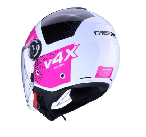 Casco Jet Caberg  Riviera V4 X Alpha Bianco Nero Fucsia