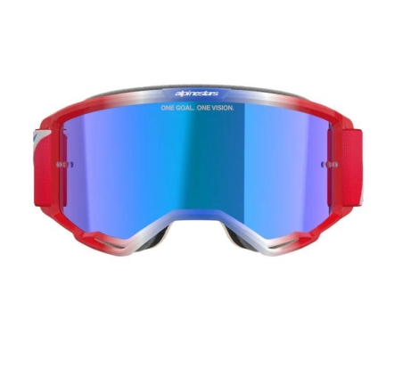Maschera Off Road Alpinestars Vision 5 Corp Bianco Rosso Blu con Lente a specchio