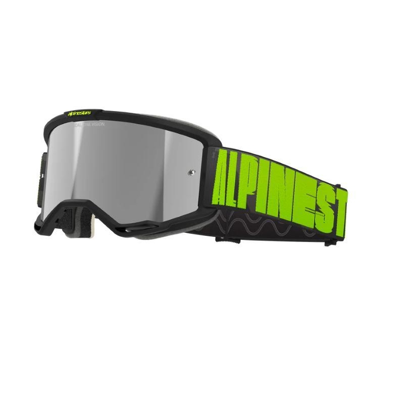 Maschera Off Road Alpinestars Vision 5 Corp Carbone Giallo con Lente a specchio Argento