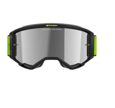 Maschera Off Road Alpinestars Vision 5 Corp Carbone Giallo con Lente a specchio Argento