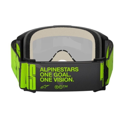 Maschera Off Road Alpinestars Vision 5 Corp Carbone Giallo con Lente a specchio Argento