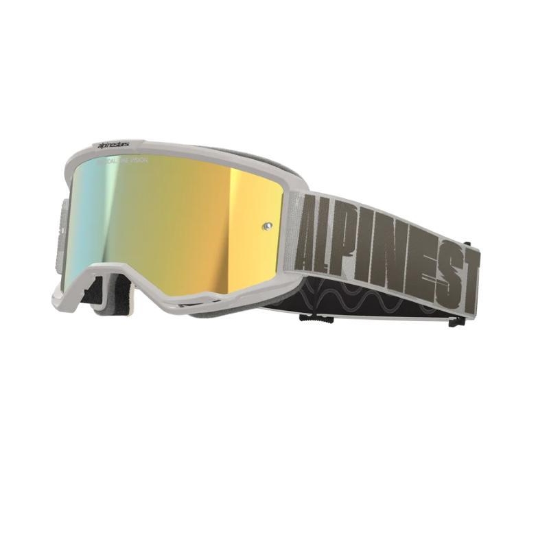 Maschera Off Road Alpinestars Vision 5 Corp Carbone Giallo con Lente a specchio Oro