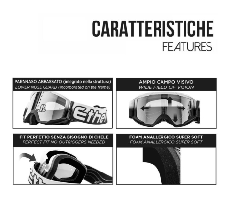 Maschera Off Road Ethen OTG06 Rosso Nero Lente Specchio Rossa