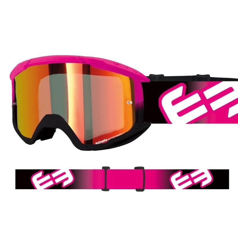 Maschera Off Road Ethen OTG06 Fuxia Lente Specchio Rossa