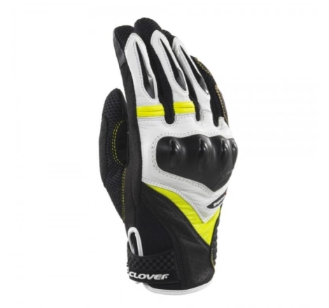 Guanti Moto Tessuto Clover Raptor 3 Nero Bianco Giallo