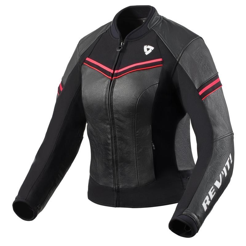 Giubbino moto Rev'it in pelle Median Ladies Nero Rosa
