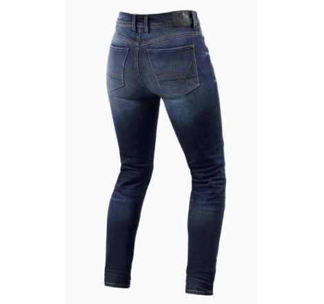 Pantaloni moto Jeans Rev'it Marley Ladies Sk Corto L30 con Protezioni Taglio Stretto Blu Medio Slavato