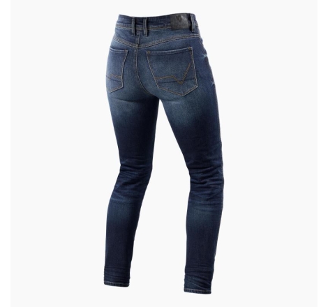 Pantaloni moto Jeans Rev'it Marley Ladies Sk Corto L30 con Protezioni Taglio Stretto Blu Medio Slavato