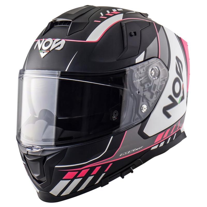Casco Integrale Nos NS-10 MIG Viola Nero Bianco Opaco