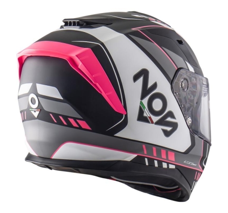 Casco Integrale Nos NS-10 MIG Viola Nero Bianco Opaco