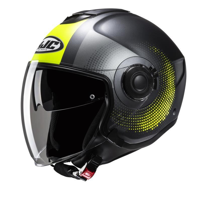 Casco Jet Hjc I40N PYLE Nero Grigio Giallo Opaco