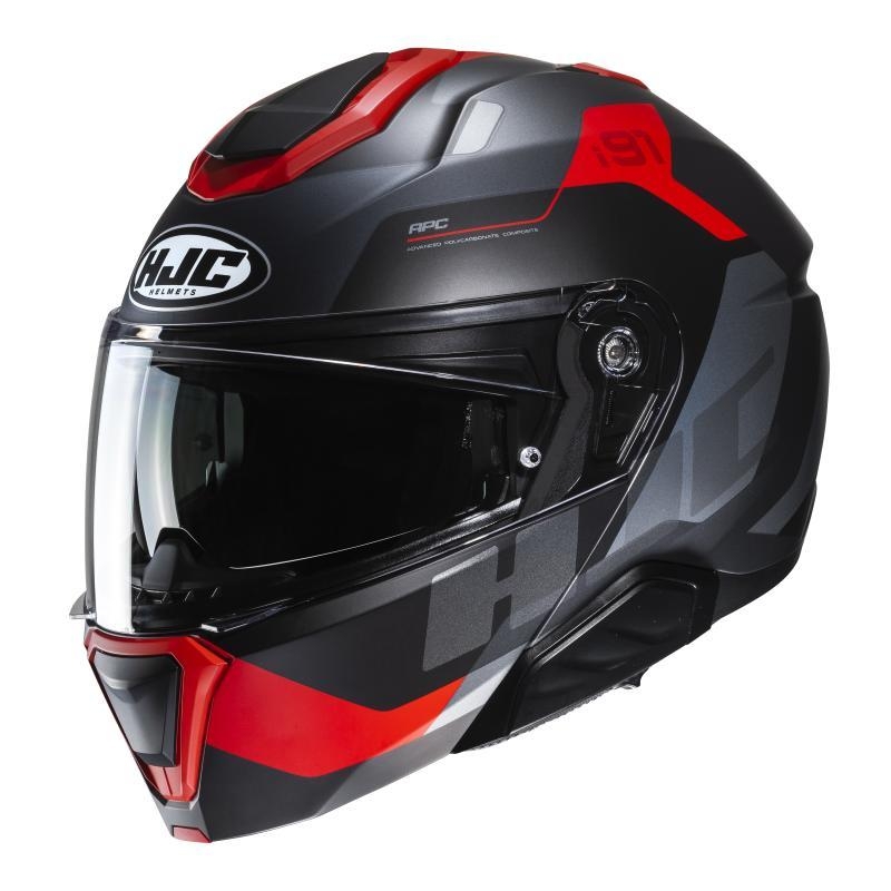 Casco Modulare Hjc I91 CARST Nero Grigio  Rosso Opaco