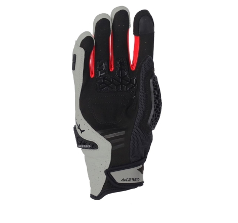 Guanti Moto Tessuto Acerbis Crossover Grigio Chiaro Rosso