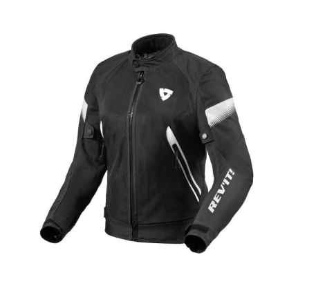 Giubbino moto in tessuto Rev'it Control Air H2O lady traforato con menbrana impermeabile Nero Bianco