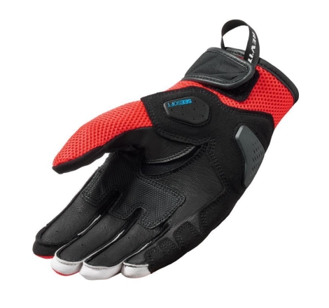 Guanti Moto Pelle Tessuto Rev'it Ritmo Nero Neon Rosso Bianco