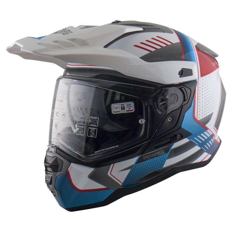 Casco Enduro Stradale Nos NS-9 OMEGA Bianco Azzurro