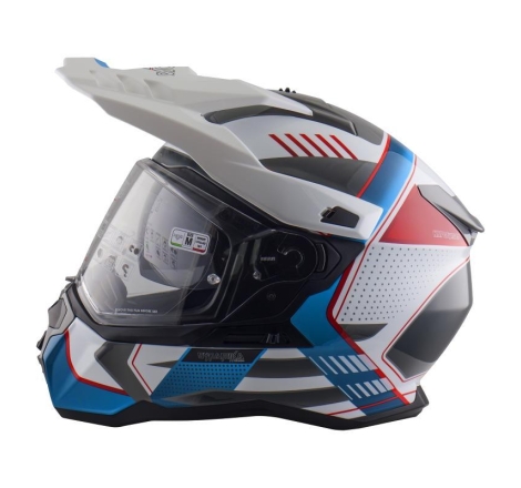 Casco Enduro Stradale Nos NS-9 OMEGA Bianco Azzurro