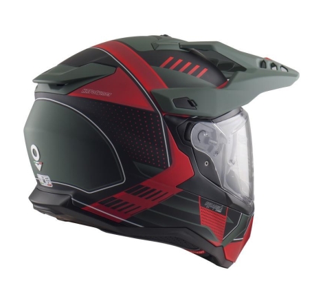 Casco Enduro Stradale Nos NS-9 OMEGA Rosso Verde Opaco