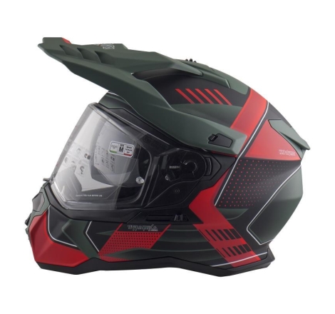 Casco Enduro Stradale Nos NS-9 OMEGA Rosso Verde Opaco