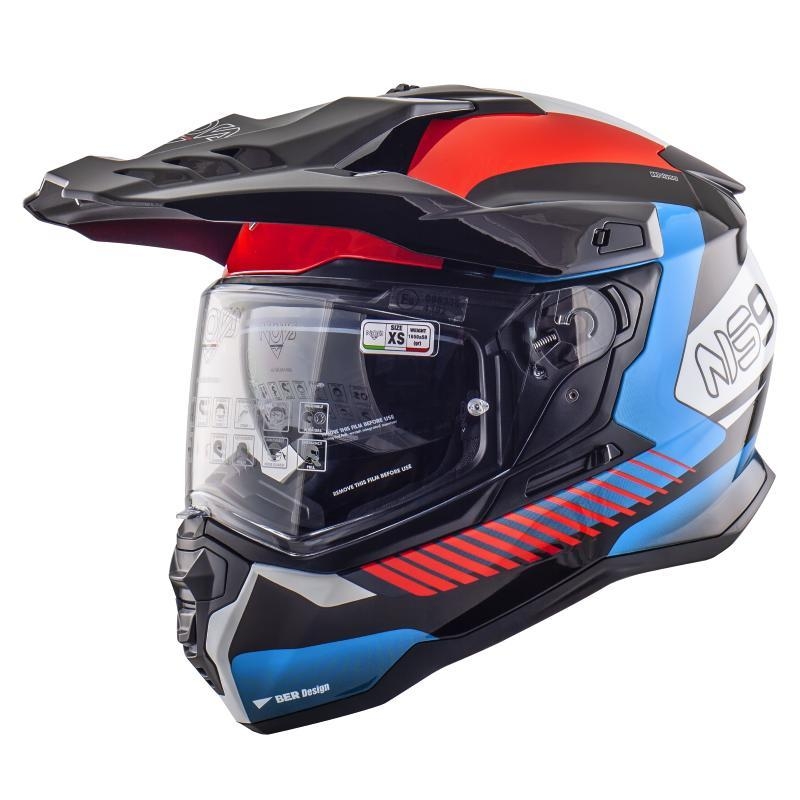 Casco Enduro Stradale Nos NS-9 MIRAGE Nero Rosso Blu