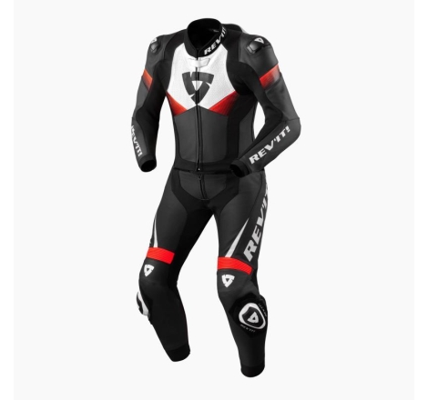 Tuta Rev'it in Pelle Divisibile Argon 2 Nero Neon Rosso