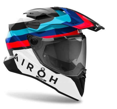 Casco Enduro Airoh Commander 2 Doom Bianco Rosso Blu