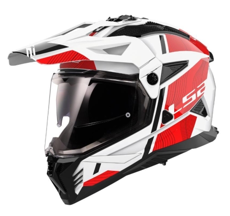 Casco Enduro Stradale LS2 MX702 Pioneer II HILLL Bianco Rosso