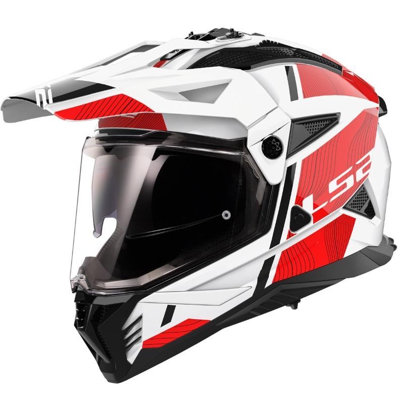 Casco Enduro Stradale LS2 MX702 Pioneer II HILLL Bianco Rosso