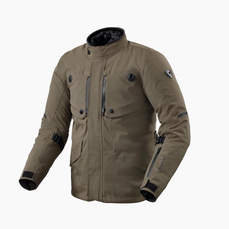 Giacca moto in tessuto Rev'it Trench 2 Gore-Tex Laminato Nero Oliva