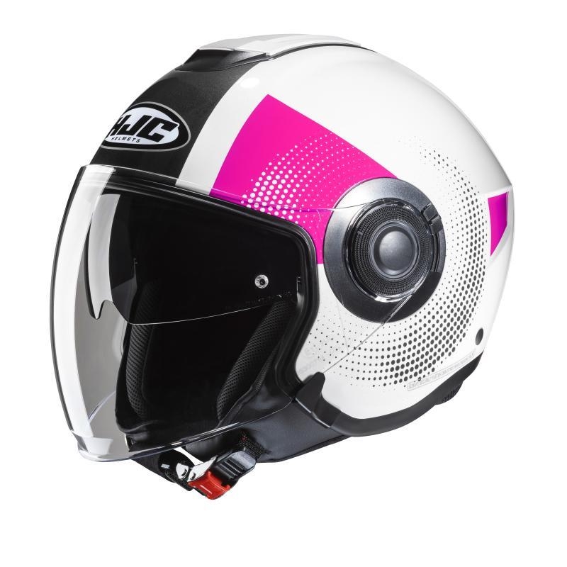 Casco Jet Hjc I40N PYLE Bianco Nero Rosa