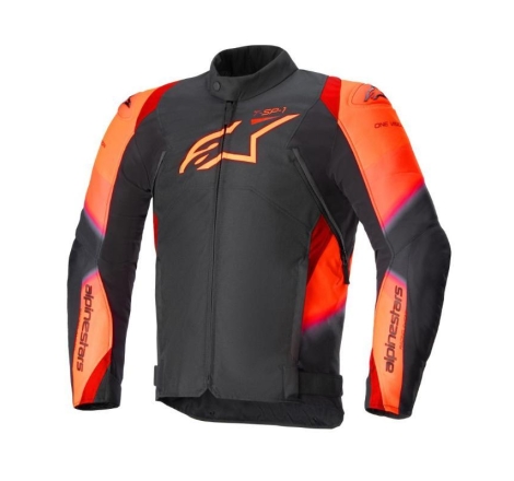 Giubbino Moto in Tessuto Alpinestars T-SP 1 V2 Waterproof Nero Rosso Fluo