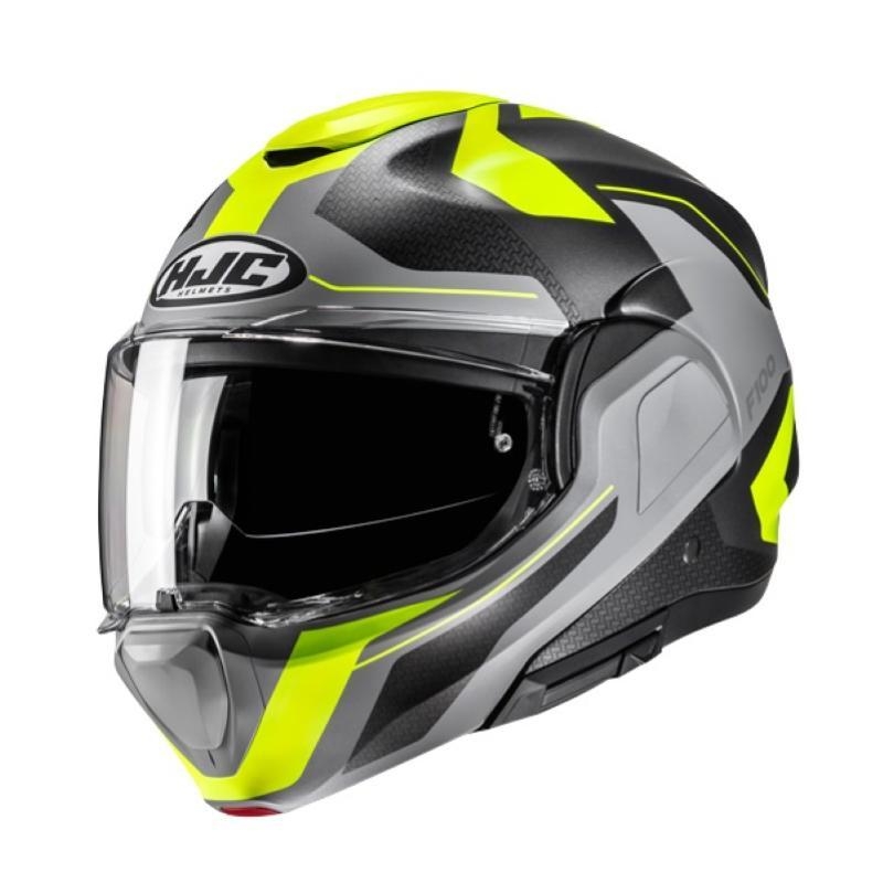 Casco Modulare Hjc F100 BIOS Nero Grigio Giallo Opaco