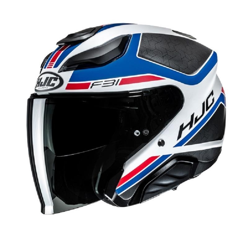 Casco Jet Hjc F31 CERON Bianco Blu Rosso Opaco