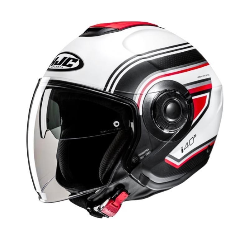 Casco Jet Hjc I40N LINIA Bianco Roso Nero Opaco