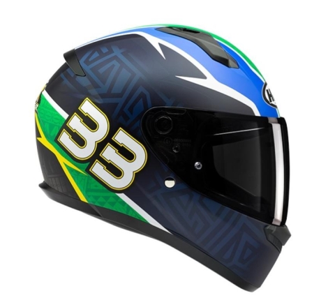 Casco Integrale Hjc C10 BB33 Blu Verde Rosso Opaco