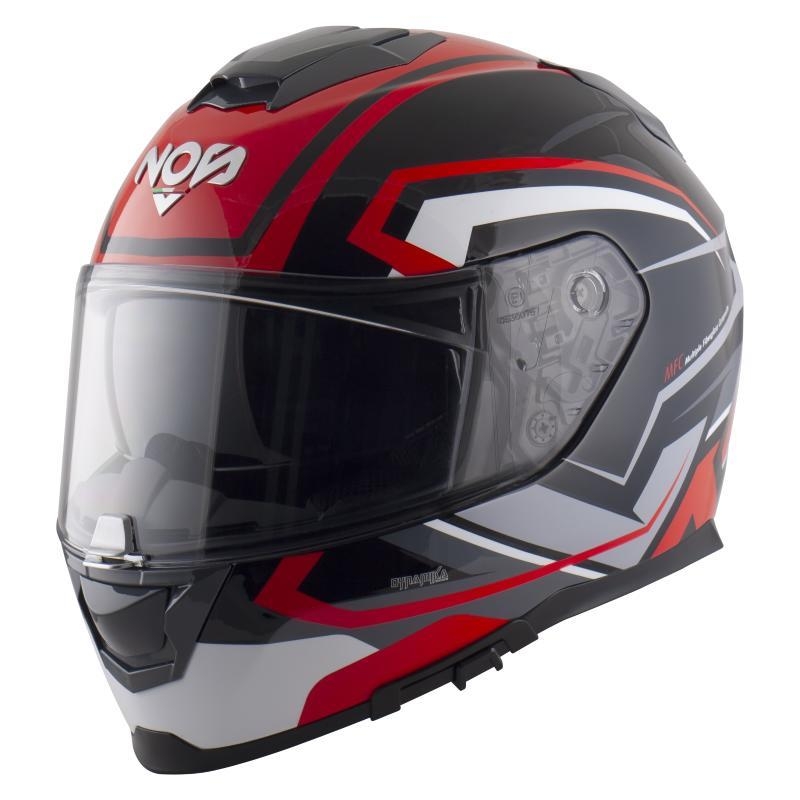 Casco Integrale Nos NS-11F SHURE Rosso Nero