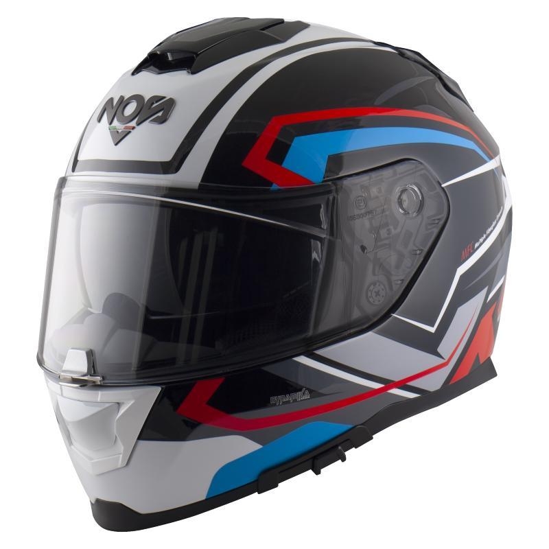 Casco Integrale Nos NS-11F SHURE Bianco Rosso Blu