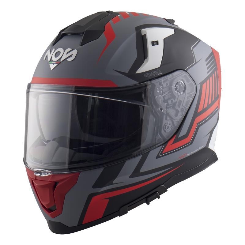 Casco Integrale Nos NS-10 SONIC Rosso Grigio Opaco