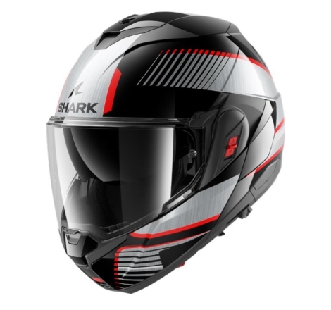 Casco Modulare Shark OXO SIKTER Nero Cromo Argento