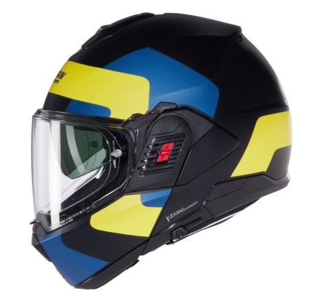Casco Modulare Nolan N120-1 OMOCROMO Nero Blu Giallo Opaco