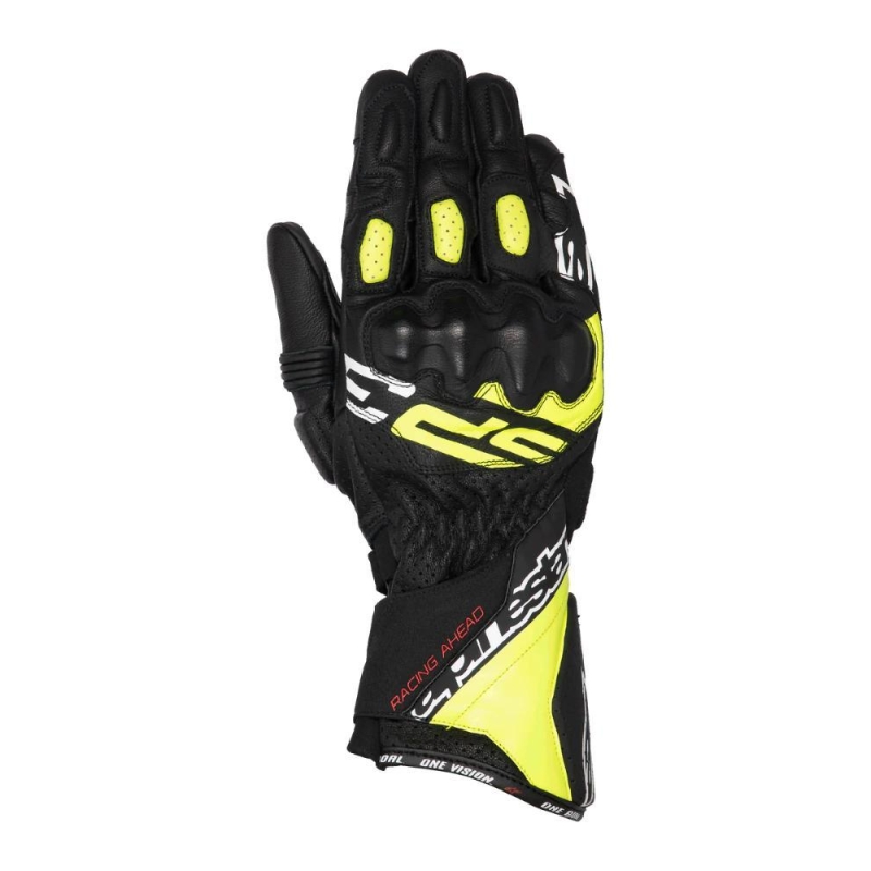 Guanti Moto Pelle Alpinestars SP-3 Nero Giallo Fluo Bianco