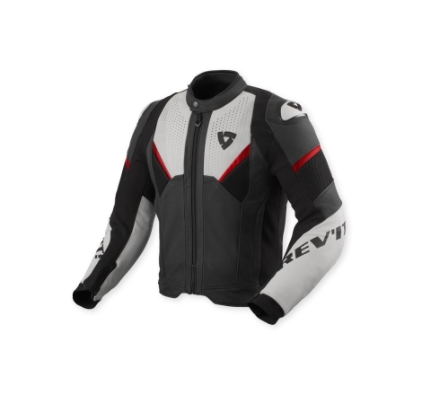 Giubbino moto Rev'it in pelle Automate Nero Grigio Chiaro