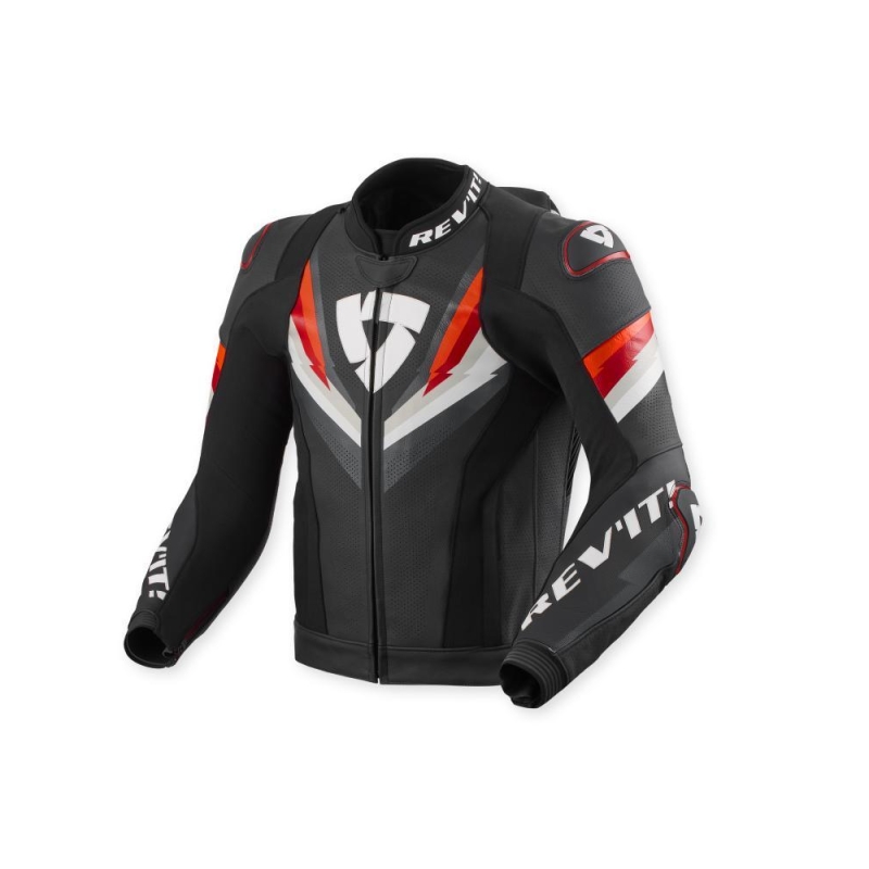 Giubbino moto Rev'it in pelle Quantum 3 Pro Nero Rosso