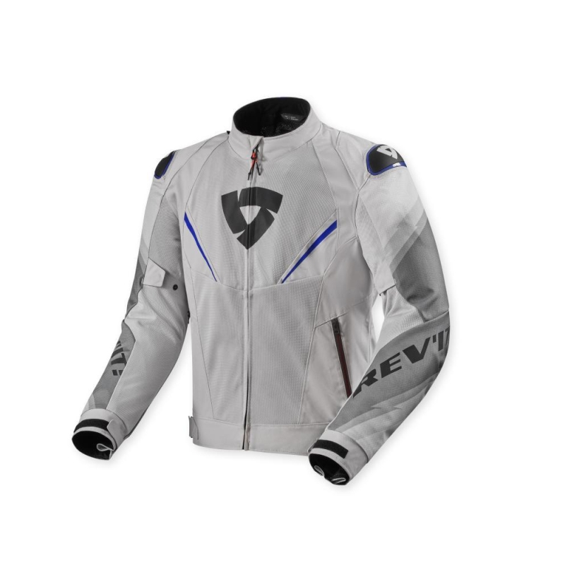 Giubbino moto in tessuto Rev'it traforato estivo Quantum 3 Air Argento Blu